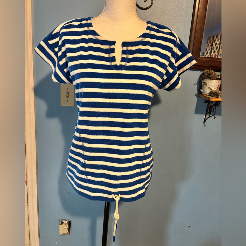 T by Talbots, Striped, Terry Cloth, Top